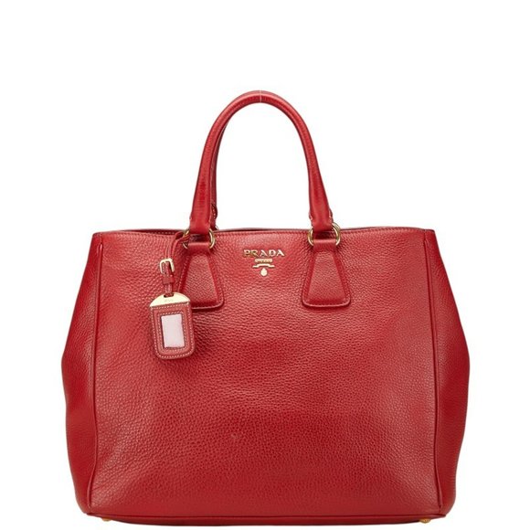 Prada Red Leather Tote Bag for Women - Picture 1 of 11